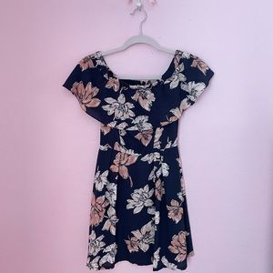 B.Darlin Navy blue pink floral mini dress size 1/2